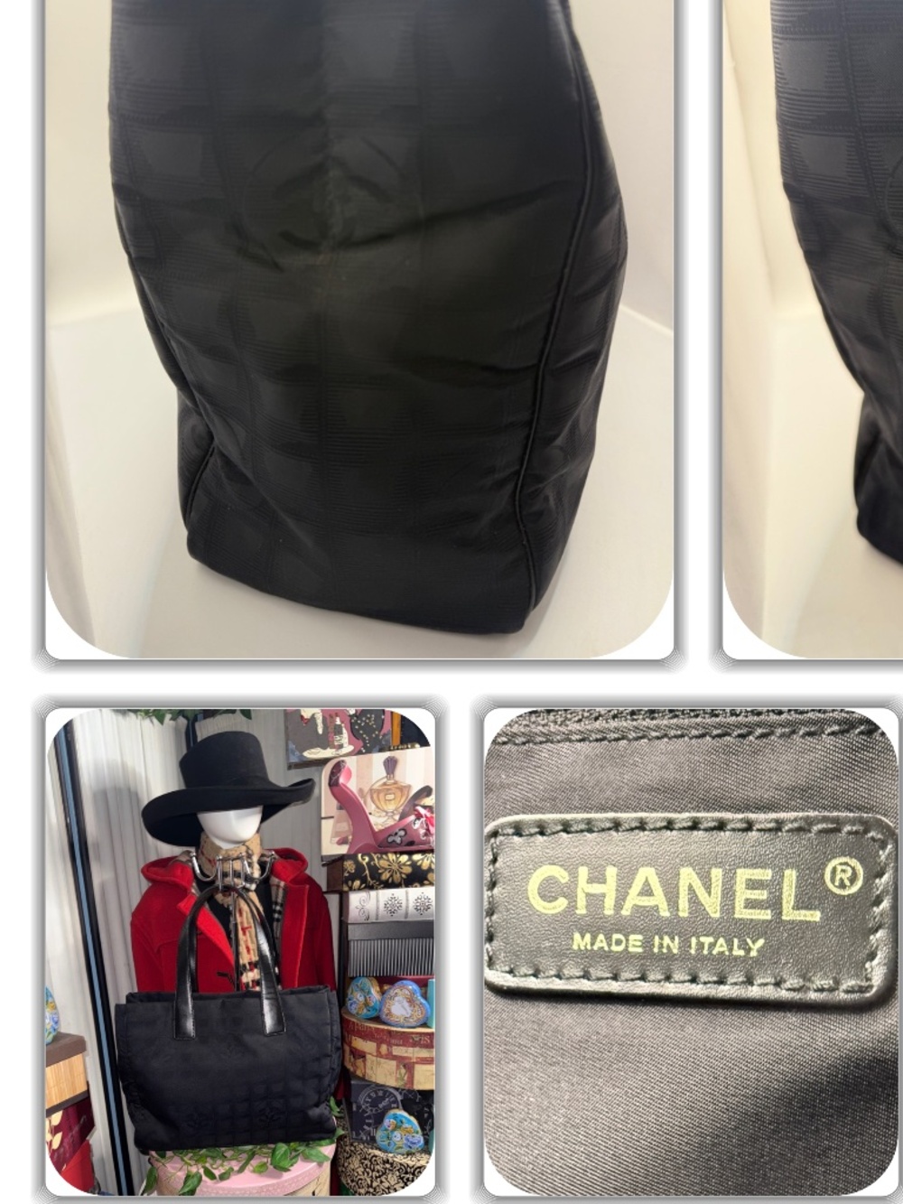 RITZY CHANEL CC MONOGRAM CANVAS TOTE HANDBAG! - Picture 12 of 17
